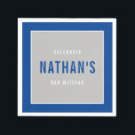 BAR MITZVAH modern gedurfd blok koninklijk blauw g Servet<br><div class="desc">door kat massard >> WWW.SIMPLYSWEETPAPERIE.COM <<<<</div>