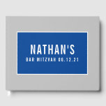 BAR MITZVAH modern geometrisch patroon grijs blauw Gastenboek<br><div class="desc">door kat massard >> https://linktr.ee/simplysweetpaperie <<<<</div>