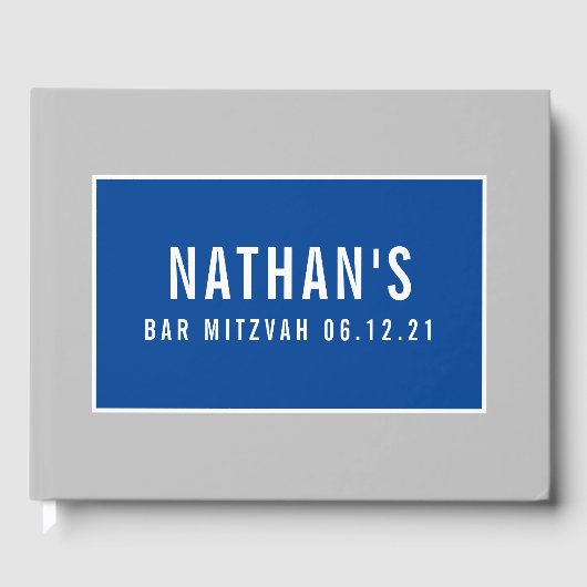 BAR MITZVAH modern geometrisch patroon grijs blauw Gastenboek (Voorkant)