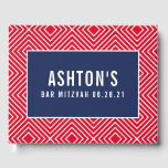 BAR MITZVAH modern geometrisch patroon marine rood Gastenboek<br><div class="desc">door kat massard >> https://linktr.ee/simplysweetpaperie <<<<</div>