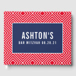 BAR MITZVAH modern geometrisch patroon marine rood Gastenboek<br><div class="desc">door kat massard >> https://linktr.ee/simplysweetpaperie <<<<</div>