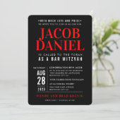 BAR MITZVAH modern geometrisch stapel zwart rood i Kaart (Staand voorkant)