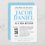 BAR MITZVAH modern geometrisch stapelblauw Kaart<br><div class="desc">door kat massard >> WWW.SIMPLYSWEETPAPERIE.COM <<<- - - - - - - - - - - - - CONTACT MET ME om u te helpen uw type perfect in evenwicht te brengenHoud van het ontwerp, maar ik zou graag een aantal wijzigingen zien - een ander kleurenschema, product, een foto toevoegen...</div>