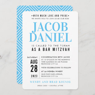 BAR MITZVAH modern geometrisch stapelblauw Kaart