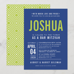 BAR MITZVAH modern geometrisch type koningsblauw l Kaart
