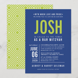 BAR MITZVAH modern geometrisch type koningsblauw l Kaart