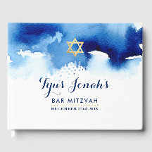 BAR MITZVAH modern gouden ster smart blue waterver
