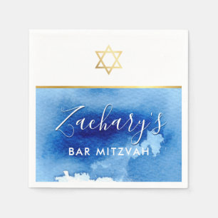 BAR MITZVAH modern gouden ster smart blue waterver Servet