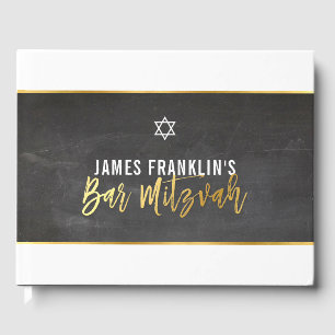 BAR MITZVAH modern grijs krijtbord goud schrijven Gastenboek