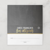 BAR MITZVAH modern grijs krijtbord goud schrijven Plaatskaartje (Buitenkant ongevouwen)