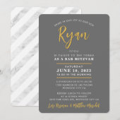 BAR MITZVAH modern kalligrafie grijs faux goud Kaart (Voorkant / Achterkant)