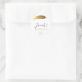 BAR MITZVAH modern luxe verguld goud marineblauw Ronde Sticker (Tas)