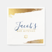 BAR MITZVAH modern luxe verguld goud marineblauw Servet (Voorkant)