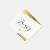 BAR MITZVAH modern luxe verguld goud marineblauw Servet (Hoek)