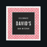 BAR MITZVAH modern metalen rooster rood zwart Servet<br><div class="desc">door kat massard >> WWW.SIMPLYSWEETPAPERIE.COM <<<<</div>