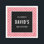 BAR MITZVAH modern metalen rooster rood zwart Servet<br><div class="desc">door kat massard >> WWW.SIMPLYSWEETPAPERIE.COM <<<<</div>