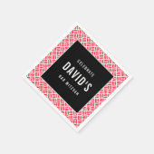 BAR MITZVAH modern metalen rooster rood zwart Servet (Hoek)