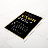 BAR MITZVAH modern minimaal geometrisch zwart wit Folie Uitnodiging (Gedraaid)