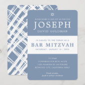 BAR MITZVAH modern minimaal stijlvol blauw wit Kaart (Voorkant / Achterkant)