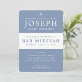 BAR MITZVAH modern minimaal stijlvol blauw wit Kaart (Staand voorkant)