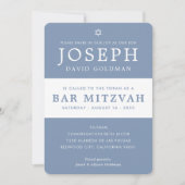 BAR MITZVAH modern minimaal stijlvol blauw wit Kaart (Voorkant)