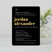 BAR MITZVAH modern minimaal trendzwart goud Folie Uitnodiging (Staand Voorkant)