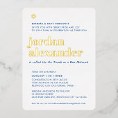 BAR MITZVAH modern minimaal vet koninklijk blauw Folie Uitnodiging (Voorkant)