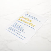 BAR MITZVAH modern minimaal vet koninklijk blauw Folie Uitnodiging (Gedraaid)