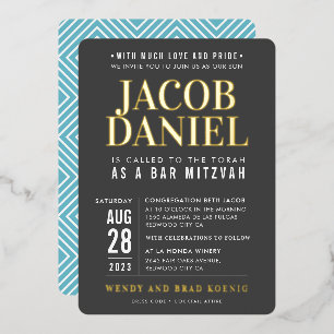 BAR MITZVAH modern, minimaal vetgedrukt jongetje g Folie Uitnodiging