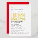 BAR MITZVAH modern minimaal zwart goud Folie Uitnodiging<br><div class="desc">door kat massard Modern uitnodiging met 'glanzend goudfolie' voor de MITZVAH viering van je kind. Eenvoudig de sjabloon zelf per e-mail bij te werken voor overeenkomende objecten en alternatieve kleurenschema's - kat@simplysweetpaperie.com</div>