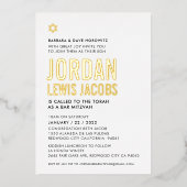 BAR MITZVAH modern minimaal zwart goud Folie Uitnodiging (Voorkant)