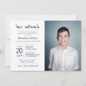 Bar Mitzvah Modern + Minimale aangepaste foto Kaart (Voorkant)
