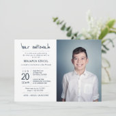 Bar Mitzvah Modern + Minimale aangepaste foto Kaart (Staand voorkant)