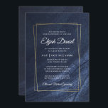 Bar Mitzvah Modern Monogram Gold Lijst Kaart<br><div class="desc">Bestaat uit elegante serif en cursieve scripttypografie op gouden lijst en donkerblauwe achtergrond

Dit wordt ontworpen door de Uitgezochte Leveringen van de Partij,  exclusief voor Zazzle.

Hier beschikbaar:
http://www.zazzle.com/selectpartysupplies</div>