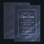 Bar Mitzvah Modern Monogram Goud Lijst Kaart<br><div class="desc">Samengesteld uit sierlijke serif en cursieve scripttypografie op goudkleurig lijst en donkerblauwe achtergrond Dit is ontworpen door Select Party Supplies,  exclusief voor Zazzle. Beschikbaar op: http://www.zazzle.com/selectpartysupplies</div>