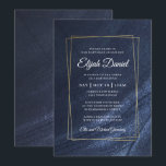 Bar Mitzvah Modern Monogram Goud Lijst Kaart<br><div class="desc">Samengesteld uit sierlijke serif en cursieve scripttypografie op goudkleurig lijst en donkerblauwe achtergrond Dit is ontworpen door Select Party Supplies,  exclusief voor Zazzle. Beschikbaar op: http://www.zazzle.com/selectpartysupplies</div>