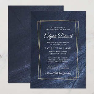 Bar Mitzvah Modern Monogram Goud Lijst Kaart