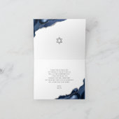 Bar Mitzvah Modern Navy Blue Ombre Agate Script Bedankkaart (Binnen)