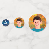 Bar Mitzvah Modern Navy Blue Ombre Agate Script Confetti (Voorkanten)