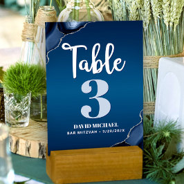 Bar Mitzvah Modern Navy Blue Ombre Agate Script Kaart