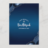 Bar Mitzvah Modern Navy Blue Ombre Agate Script Menu (Achterkant)