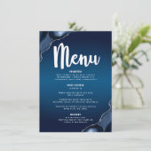 Bar Mitzvah Modern Navy Blue Ombre Agate Script Menu (Staand voorkant)