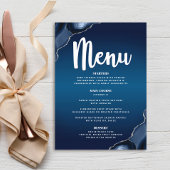 Bar Mitzvah Modern Navy Blue Ombre Agate Script Menu