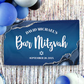 Bar Mitzvah Modern Navy Blue Ombre Agate Script Spandoek