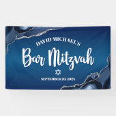 Bar Mitzvah Modern Navy Blue Ombre Agate Script Spandoek (Horizontaal)