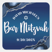 Bar Mitzvah Modern Navy Blue Ombre Agate Script Vierkante Sticker (Voorkant)