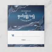 Bar Mitzvah Modern Navy Blue Ombre Silver Agate Plaatskaartje (Buitenkant ongevouwen)