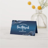 Bar Mitzvah Modern Navy Blue Ombre Silver Agate Plaatskaartje (Achterkant)
