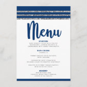 Bar Mitzvah Modern Navy Blue Silver Tallit Script Menu (Voorkant)