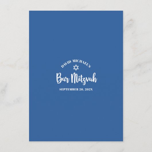 Bar Mitzvah Modern Navy Blue Silver Tallit Script Menu (Achterkant)